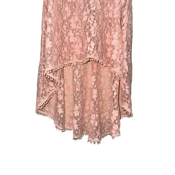 POOF Lace Strappy‎ Camisole Scoop Neck Sheer Top Size S Pink High-Lo Swing - Picture 3 of 8